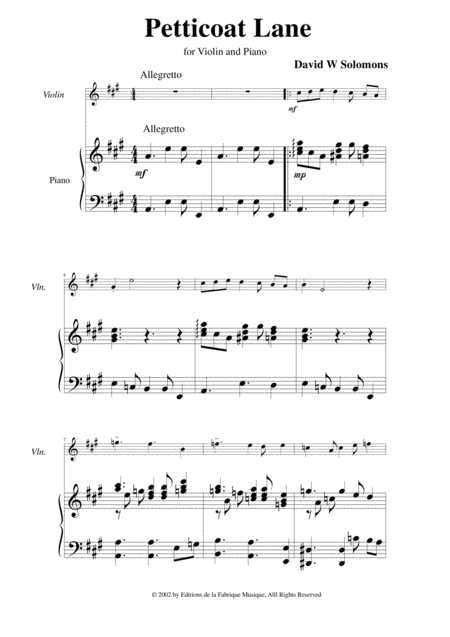 David Warin Solomons Petticoat Lane For Violin And Piano Page 2