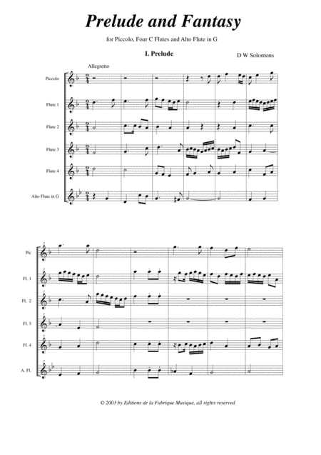 David Warin Solomons Prelude And Fantasy For Flute Sextet Piccolo 4 C Flutes Alto Flute In G Page 2