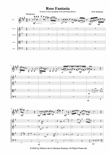 David Warin Solomons Rose Fantasy For Bb Bass Or Tenor Saxophone And String Quartet Page 2