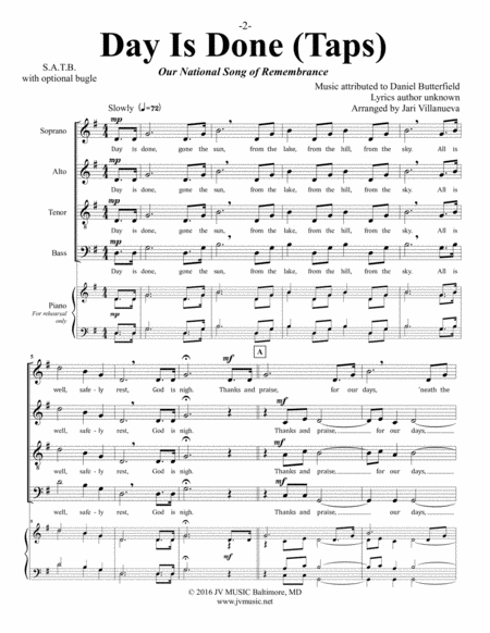 Day Is Done Taps For Satb Choir Page 2