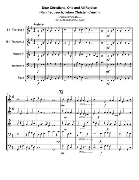 Dear Christians One And All Rejoice Arranged For Brass Quintet Page 2