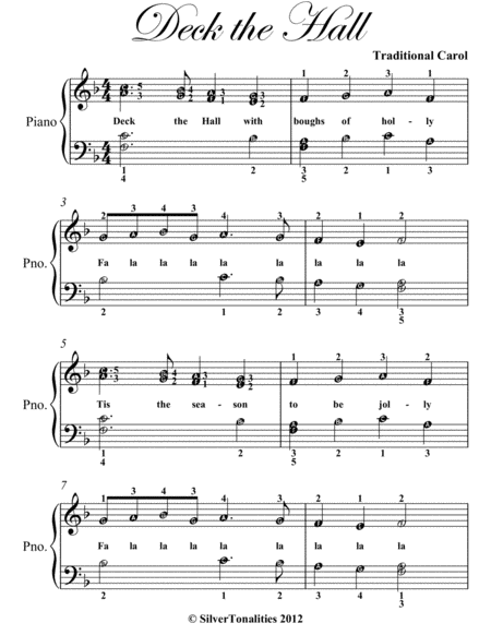 Deck The Hall Easy Elementary Piano Sheet Music Page 2