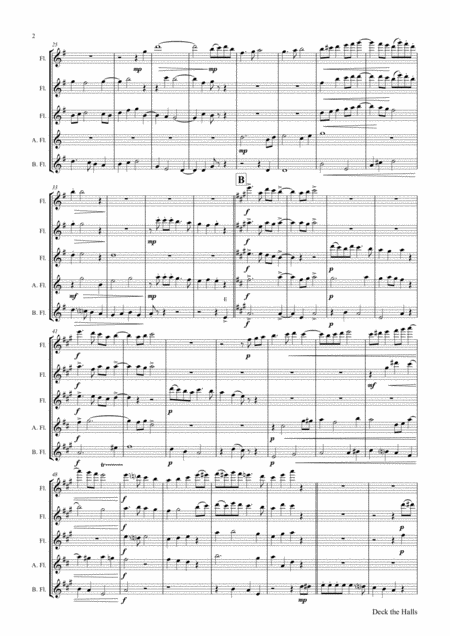 Deck The Halls Christmas Carol Polyphonic Flute Quintet Page 2