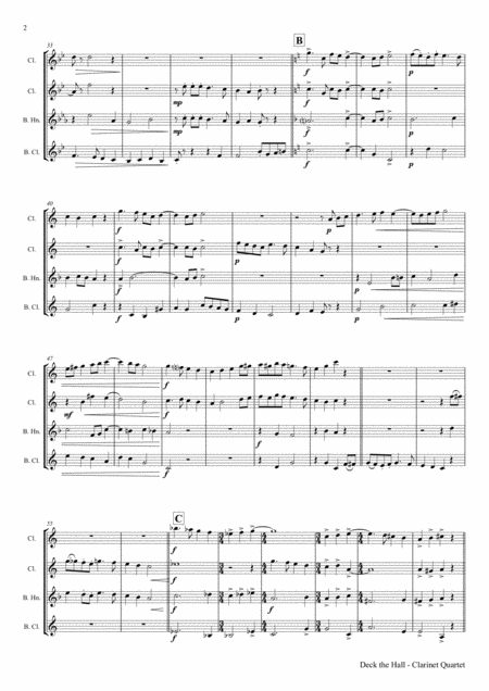 Deck The Halls Christmas Charol Polyphonic Clarinet Quartet Page 2