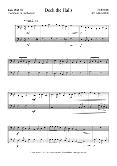 Deck The Halls Easy Duet For Trombones Or Euphoniums Page 2