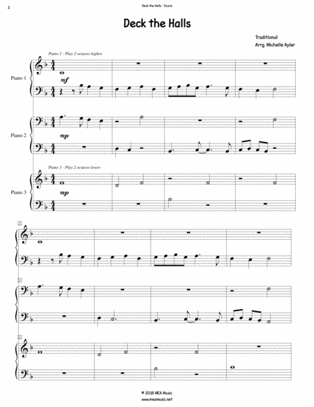 Deck The Halls Piano 1 Piano 6 Hands Page 2