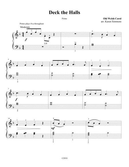 Deck The Halls Piano Duet Four Hands Page 2