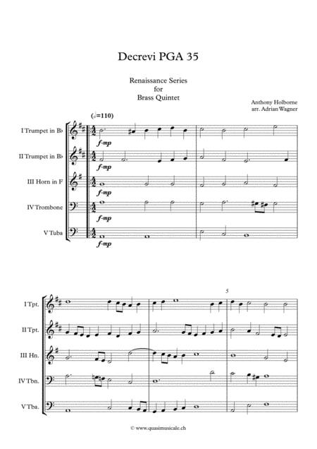 Decrevi Pga 35 Anthony Holborne Brass Quintet Arr Adrian Wagner Page 2