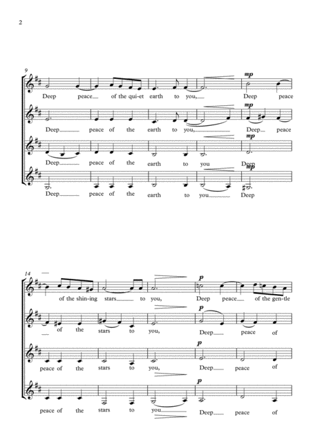 Deep Peace Ssaa A Cappella Unaccompanied Womens Choir Page 2