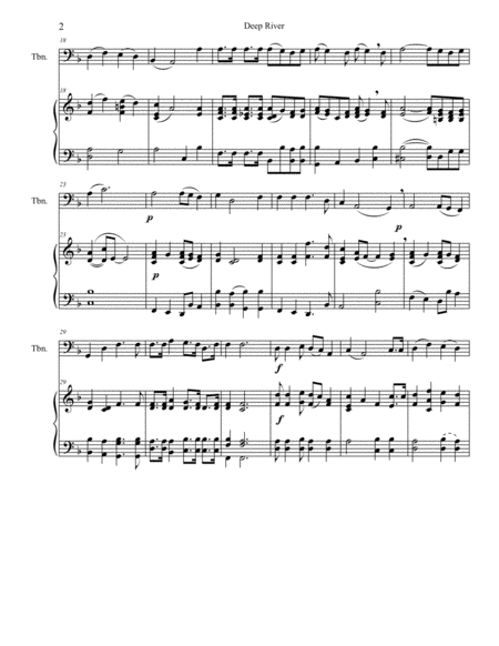 Deep River For Trombone And Piano Page 2