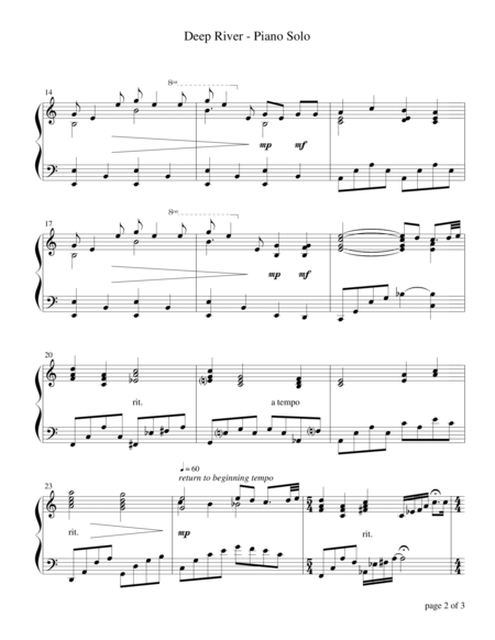 Deep River Piano Solo Page 2