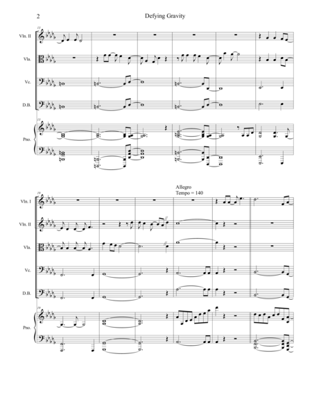 Defying Gravity For String Quintet Page 2