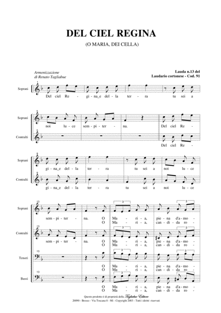 Del Ciel Regina From Laudario Cortonese For Satb Choir Page 2