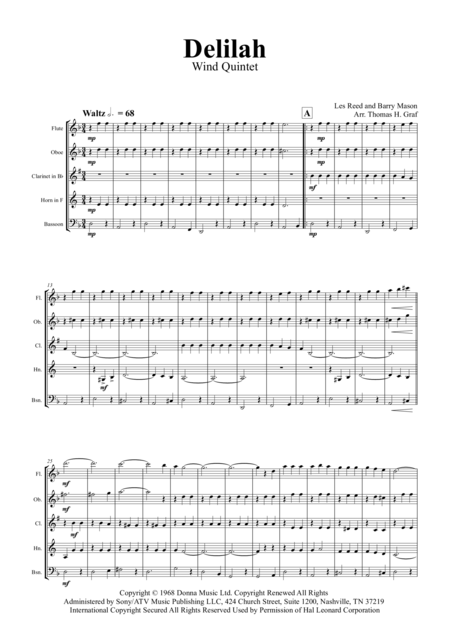 Delilah Tom Jones Classic Wind Quintet Page 2