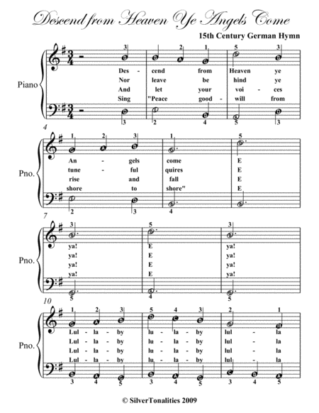 Descend From Heaven Ye Angels Come Easy Piano Sheet Music Page 2