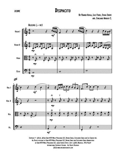 Despacito By Luis Fonsi For String Quartet Page 2