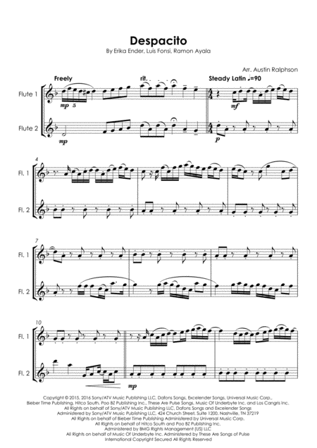 Despacito Flute Duet Intermediate Level Page 2