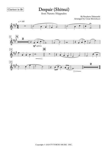 Despair Shitsui From Naruto For Clarinet And Piano Page 2