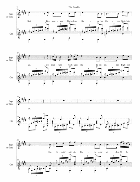 Die Forelle The Trout For Soprano Or Tenor Voice And Guitar Page 2