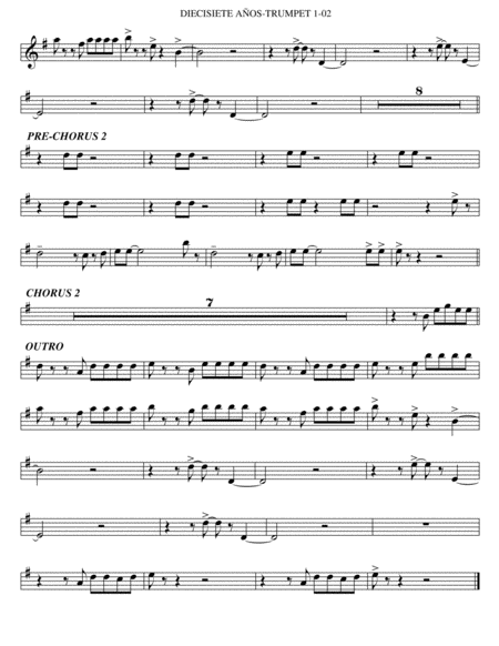 Diecisiete Aos Trumpet Trombone Piano Accordion Bass Guitar Page 2