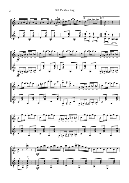 Dill Pickles Rag C Major For Violin Or Flute And Guitar Page 2