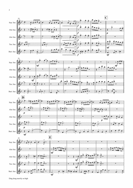 Ding Dong Merrily On High Ab Swing Saxophone Quintet Page 2