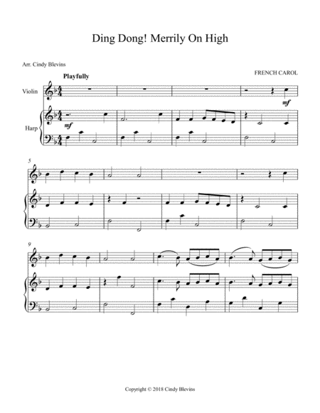 Ding Dong Merrily On High Arranged For Harp And Violin Page 2
