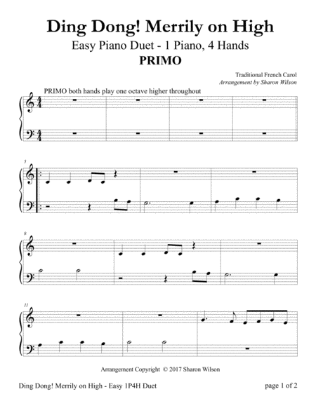 Ding Dong Merrily On High Easy Piano Duet 1 Piano 4 Hands Page 2