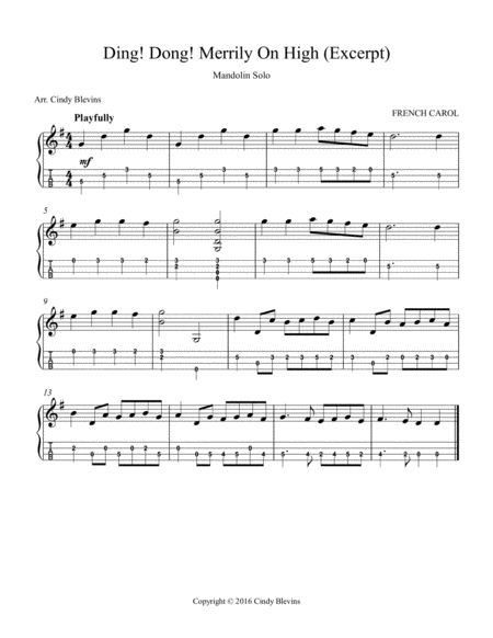 Ding Dong Merrily On High For Mandolin Solo Page 2