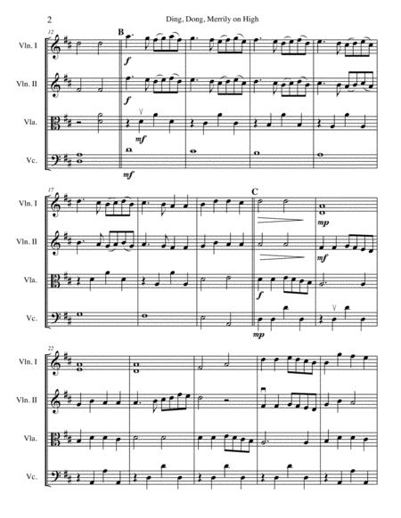 Ding Dong Merrily On High For String Quartet Or String Orchestra Page 2