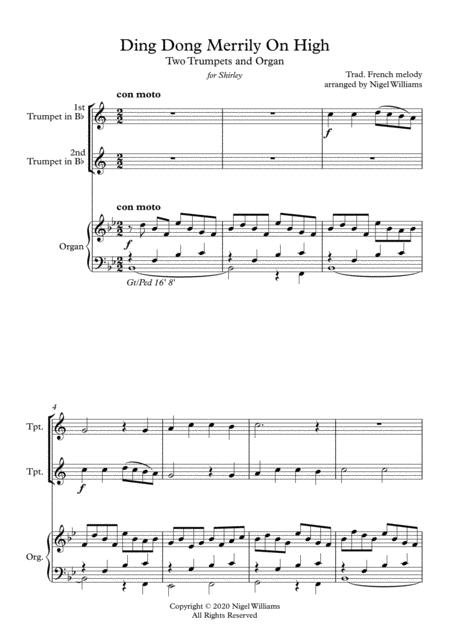 Ding Dong Merrily On High For Two Trumpets And Organ Page 2