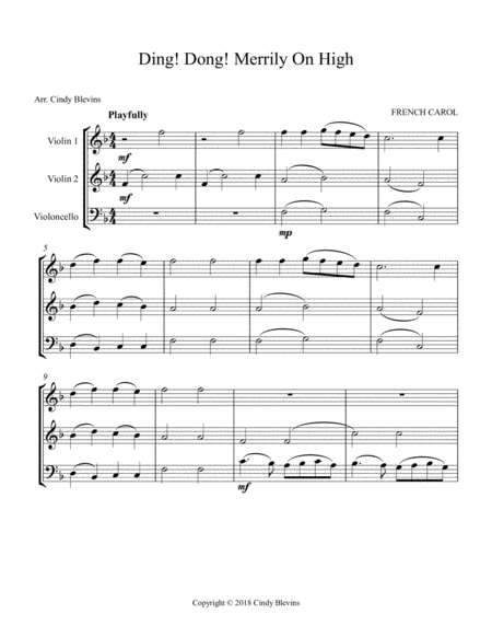 Ding Dong Merrily On High For Two Violins And Cello Page 2