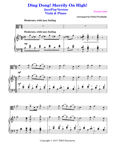 Ding Dong Merrily On High For Viola And Piano Page 2