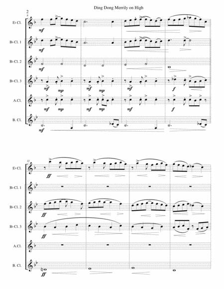 Ding Dong Merrily On High Jazzed Up Version For Clarinet Sextet Page 2