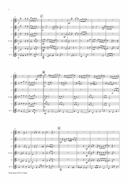 Ding Dong Merrily On High Swing Clarinet Quintet Page 2