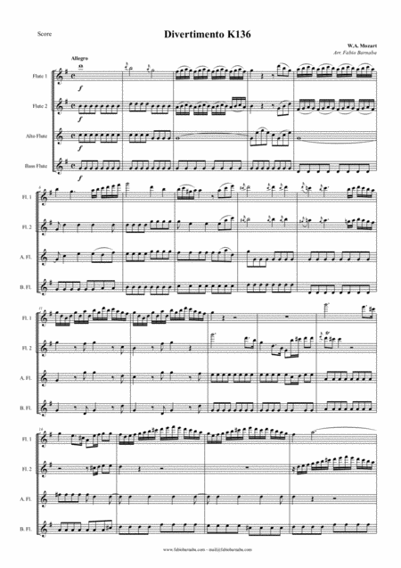 Divertimento In D Major K136 For Flute Quartet Or Flute Choir Page 2