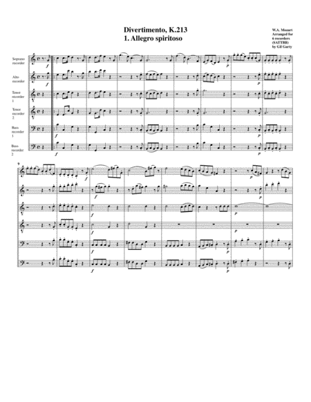 Divertimento K 213 Arrangement For 6 Recorders Page 2