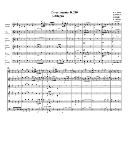 Divertimento K 240 Arrangement For 6 Recorders Page 2