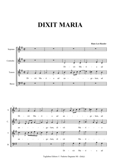 Dixit Maria Leo Hassler For Satb Choir Page 2