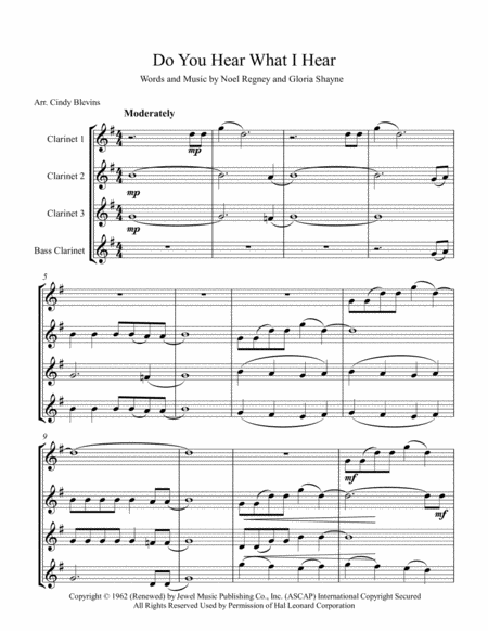 Do You Hear What I Hear For Clarinet Quartet With Bass Clarinet Page 2