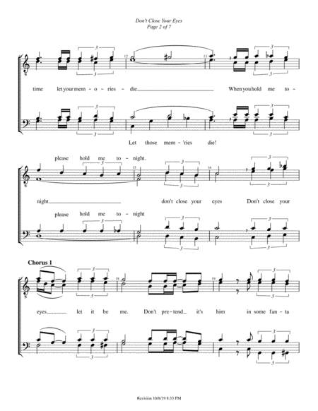 Dont Close Your Eyes Ttbb Barbershop Choral Page 2