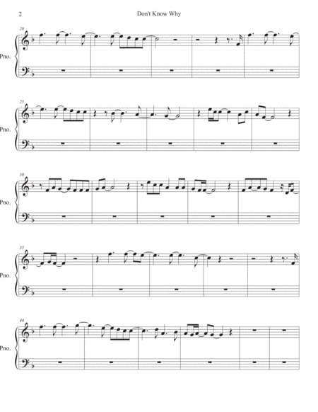 Dont Know Why Piano Page 2