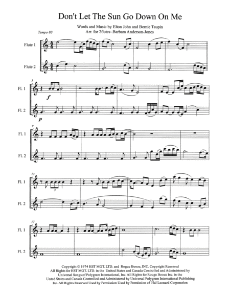 Dont Let The Sun Go Down On Me Flute Duet Page 2