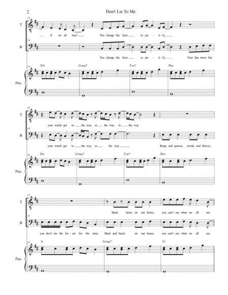 Dont Lie To Me Duet For Tenor And Bass Solo Page 2