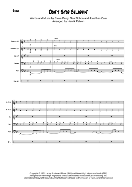 Dont Stop Believin For Brass Quintet Page 2