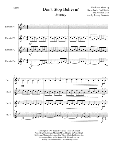 Dont Stop Believin For French Horn Quartet Page 2