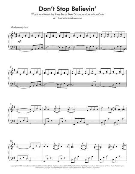 Dont Stop Believin Intermediate Piano G Major Page 2