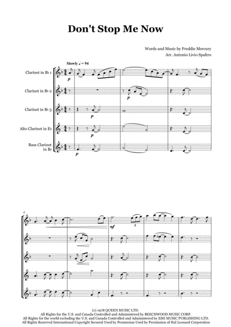 Dont Stop Me Now For Clarinet Choir Page 2