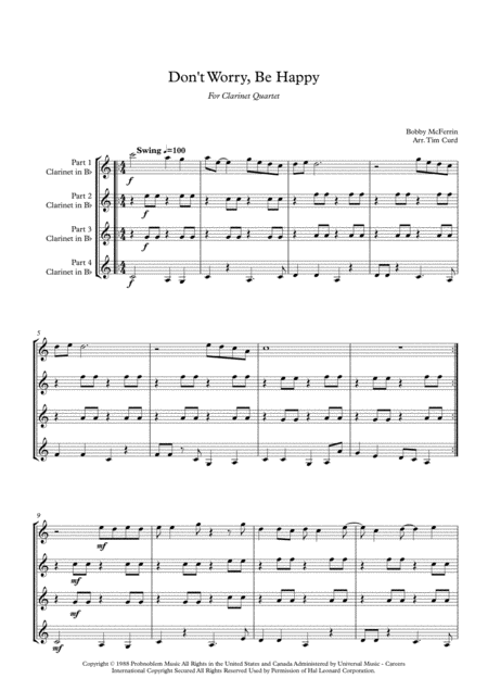 Dont Worry Be Happy For Clarinet Quartet Page 2