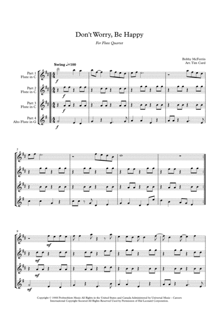 Dont Worry Be Happy For Flute Quartet Page 2